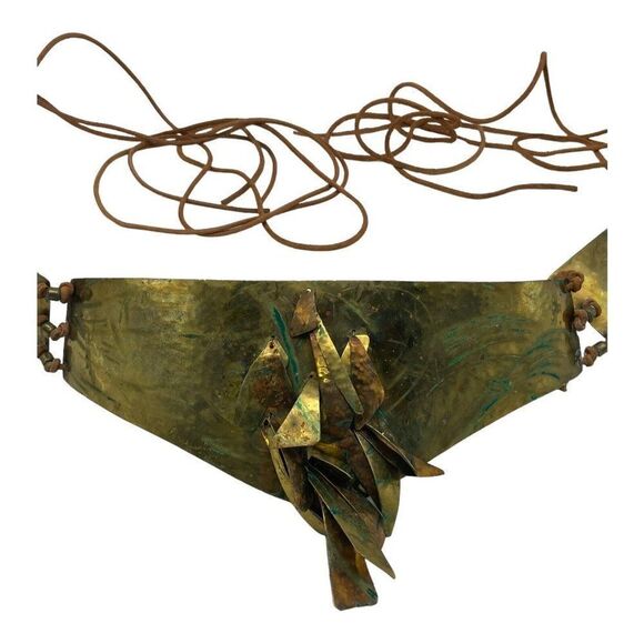 Statement Artisan Handmade Brutalist Boho Hippie Wide Brass Copper Belt OOAK main image 10